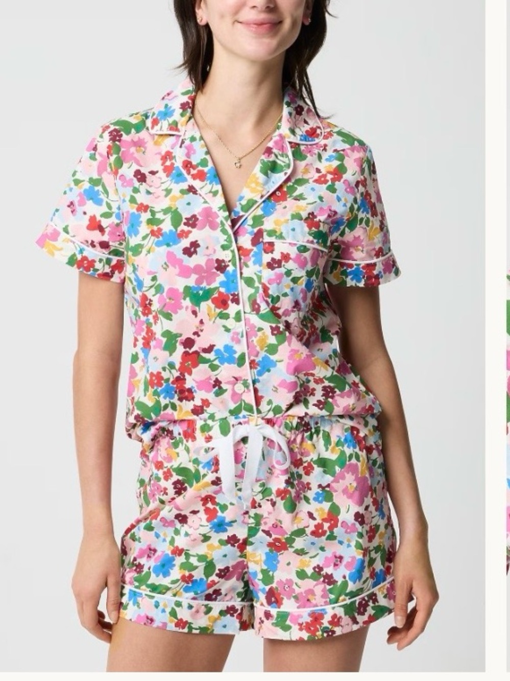 NWT J.Crew cotton short sleeve pajama set floral M